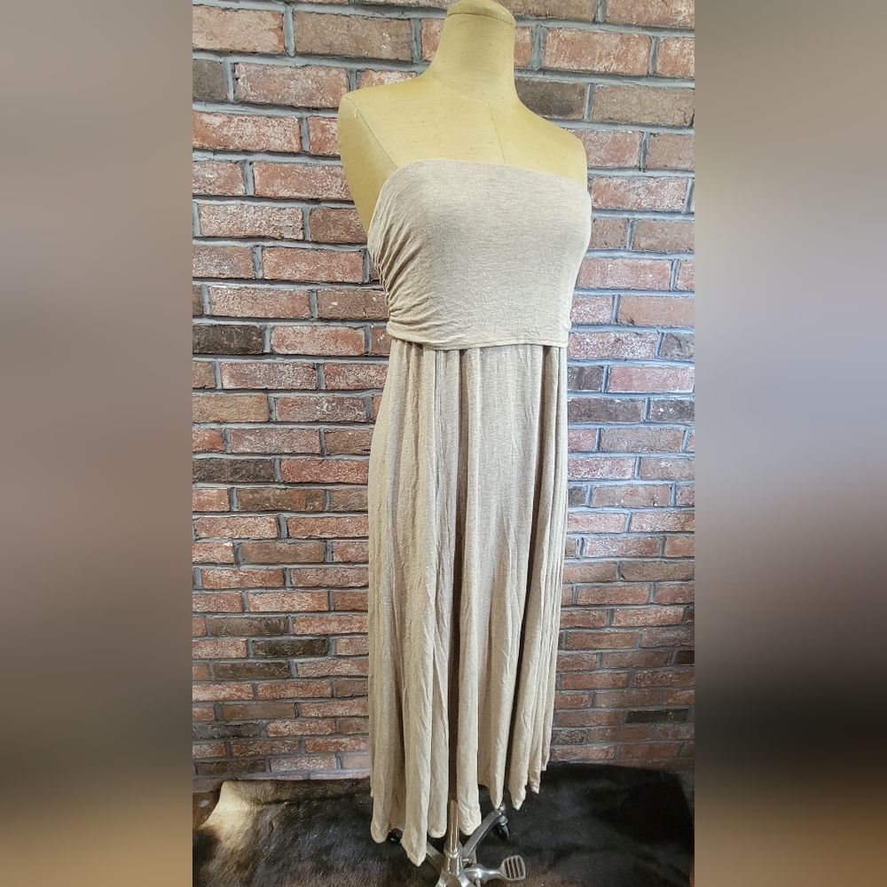 Max Studio Tan Strapless Maxi Dress- S